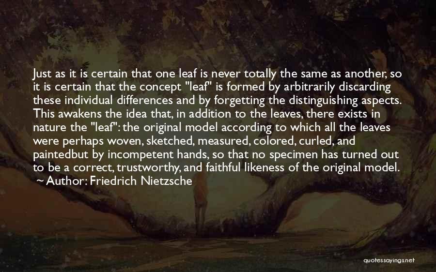 Friedrich Nietzsche Quotes: Just As It Is Certain That One Leaf Is Never Totally The Same As Another, So It Is Certain That