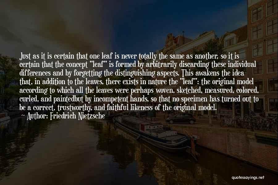 Friedrich Nietzsche Quotes: Just As It Is Certain That One Leaf Is Never Totally The Same As Another, So It Is Certain That