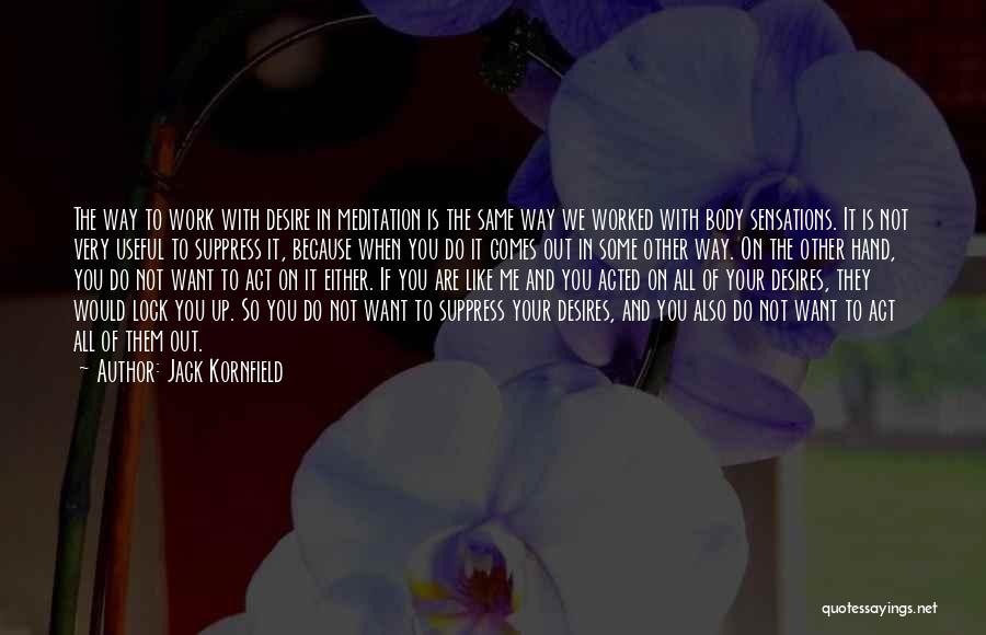 Jack Kornfield Quotes: The Way To Work With Desire In Meditation Is The Same Way We Worked With Body Sensations. It Is Not