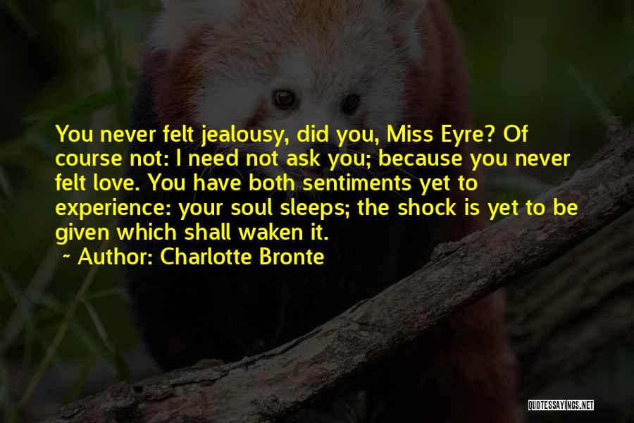 Charlotte Bronte Quotes: You Never Felt Jealousy, Did You, Miss Eyre? Of Course Not: I Need Not Ask You; Because You Never Felt