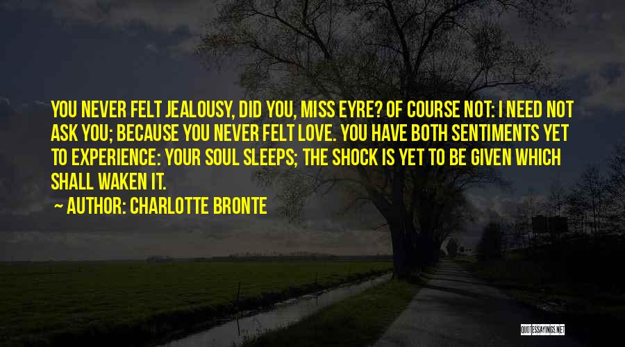 Charlotte Bronte Quotes: You Never Felt Jealousy, Did You, Miss Eyre? Of Course Not: I Need Not Ask You; Because You Never Felt