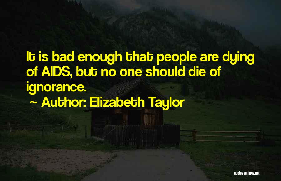 Elizabeth Taylor Quotes: It Is Bad Enough That People Are Dying Of Aids, But No One Should Die Of Ignorance.