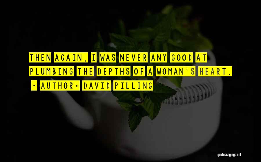 David Pilling Quotes: Then Again, I Was Never Any Good At Plumbing The Depths Of A Woman's Heart.