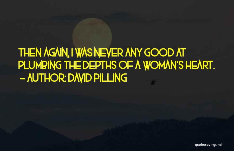 David Pilling Quotes: Then Again, I Was Never Any Good At Plumbing The Depths Of A Woman's Heart.