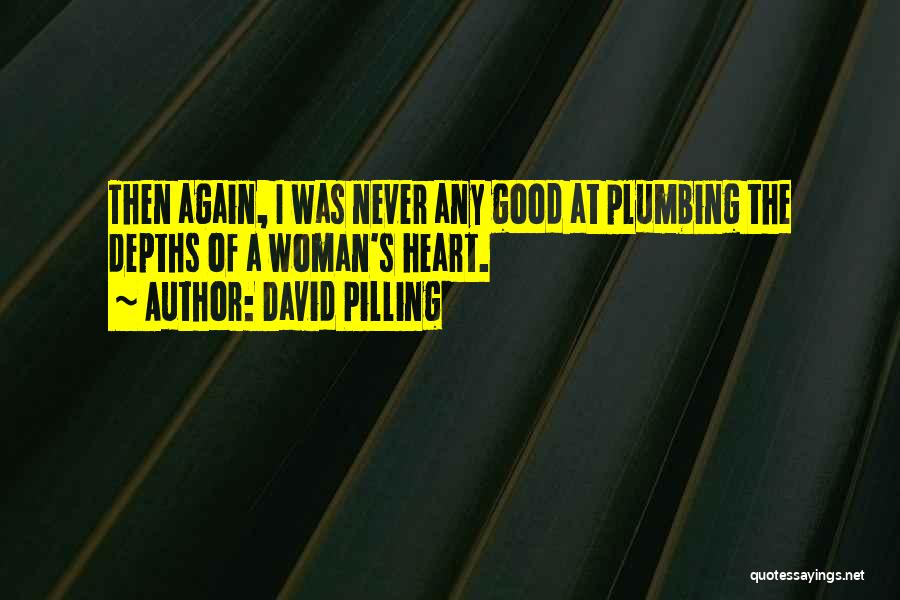 David Pilling Quotes: Then Again, I Was Never Any Good At Plumbing The Depths Of A Woman's Heart.