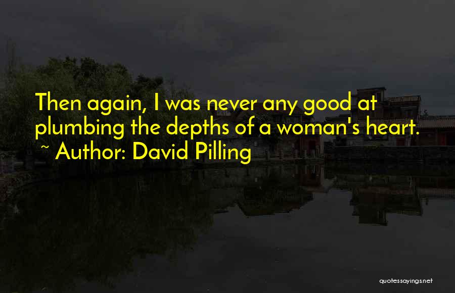 David Pilling Quotes: Then Again, I Was Never Any Good At Plumbing The Depths Of A Woman's Heart.