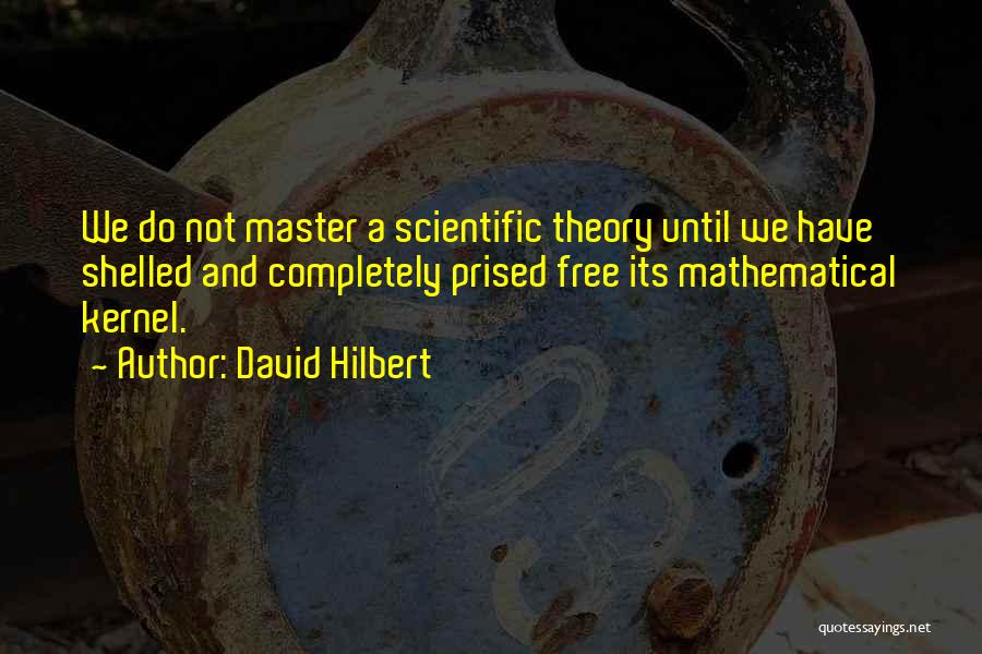 David Hilbert Quotes: We Do Not Master A Scientific Theory Until We Have Shelled And Completely Prised Free Its Mathematical Kernel.