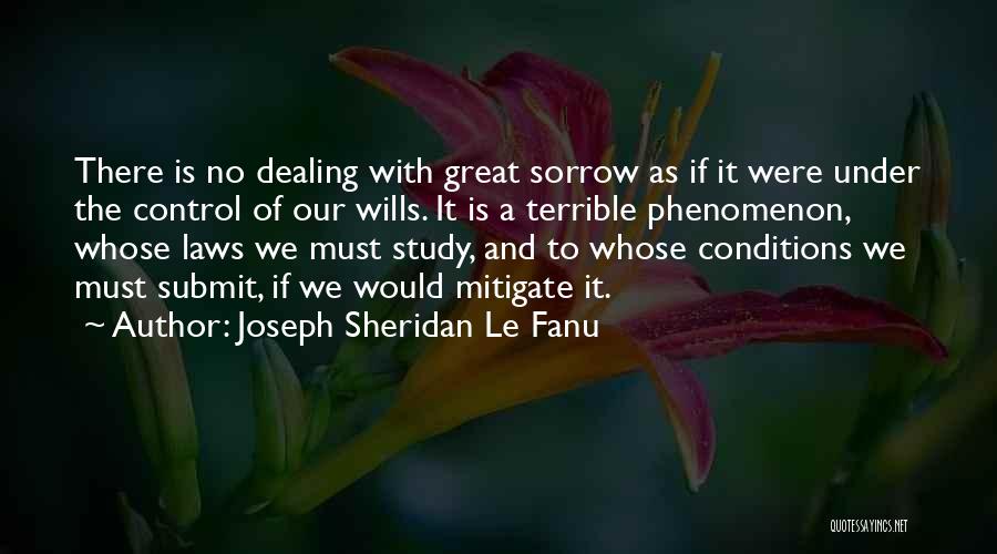 Joseph Sheridan Le Fanu Quotes: There Is No Dealing With Great Sorrow As If It Were Under The Control Of Our Wills. It Is A