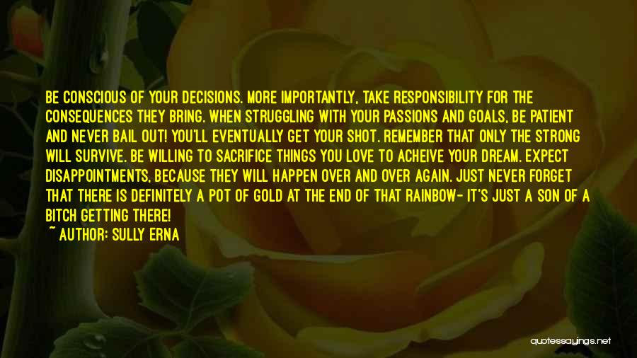 Sully Erna Quotes: Be Conscious Of Your Decisions. More Importantly, Take Responsibility For The Consequences They Bring. When Struggling With Your Passions And