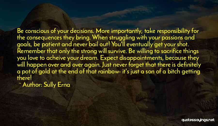 Sully Erna Quotes: Be Conscious Of Your Decisions. More Importantly, Take Responsibility For The Consequences They Bring. When Struggling With Your Passions And