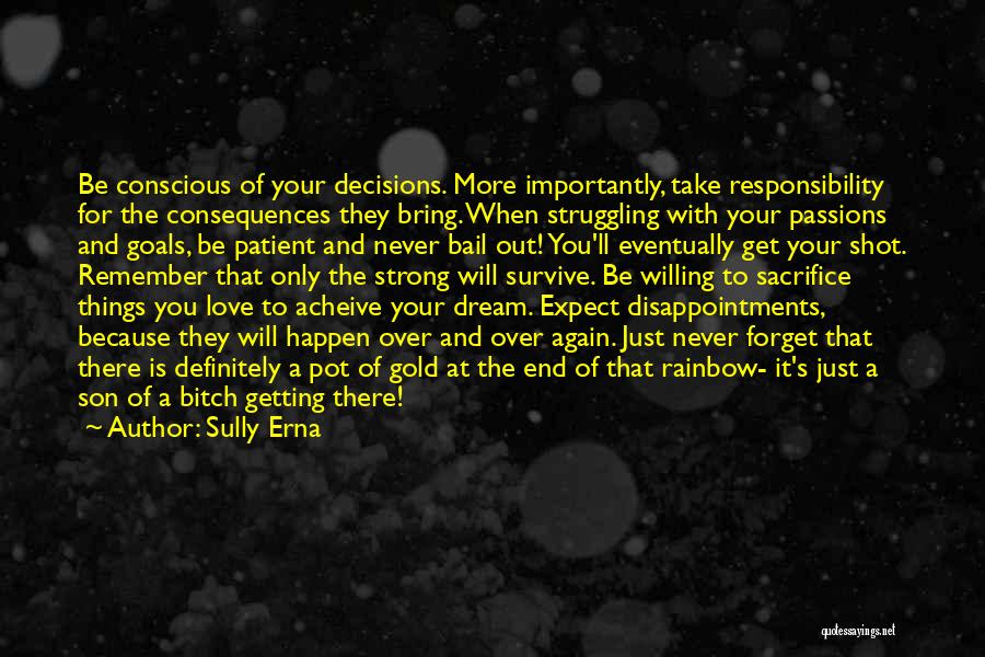 Sully Erna Quotes: Be Conscious Of Your Decisions. More Importantly, Take Responsibility For The Consequences They Bring. When Struggling With Your Passions And