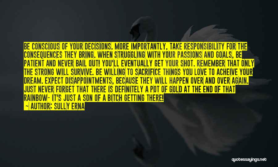 Sully Erna Quotes: Be Conscious Of Your Decisions. More Importantly, Take Responsibility For The Consequences They Bring. When Struggling With Your Passions And