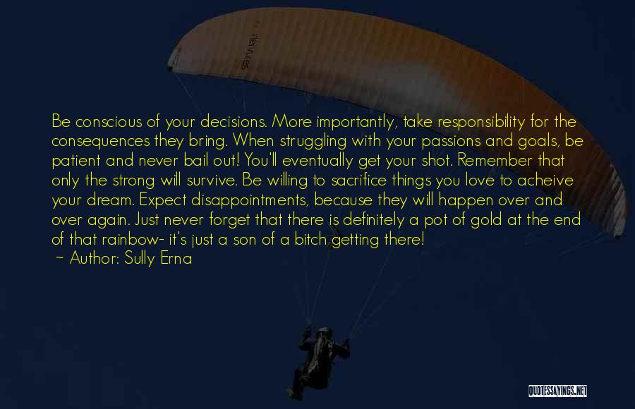 Sully Erna Quotes: Be Conscious Of Your Decisions. More Importantly, Take Responsibility For The Consequences They Bring. When Struggling With Your Passions And