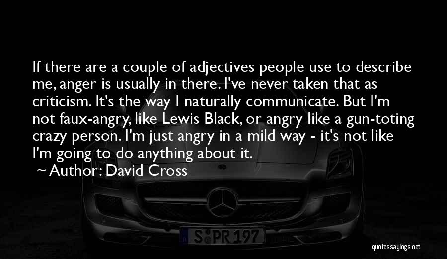 David Cross Quotes: If There Are A Couple Of Adjectives People Use To Describe Me, Anger Is Usually In There. I've Never Taken