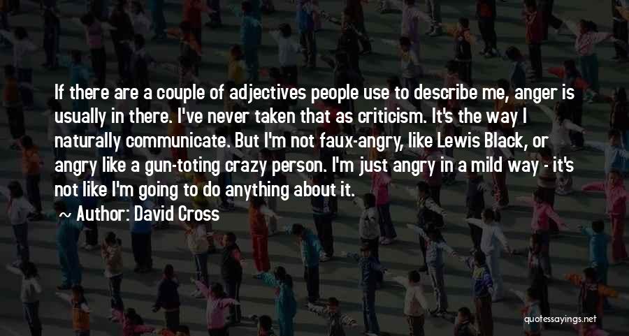 David Cross Quotes: If There Are A Couple Of Adjectives People Use To Describe Me, Anger Is Usually In There. I've Never Taken
