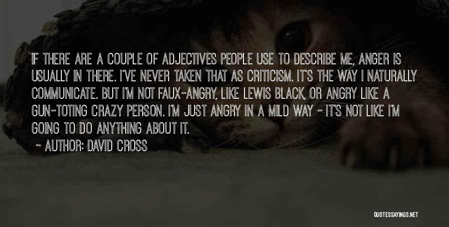 David Cross Quotes: If There Are A Couple Of Adjectives People Use To Describe Me, Anger Is Usually In There. I've Never Taken