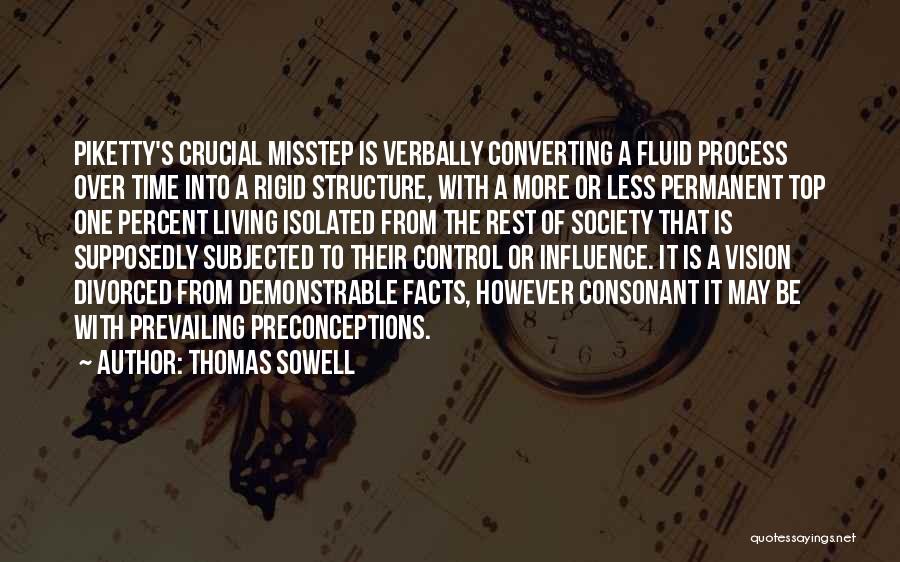 Thomas Sowell Quotes: Piketty's Crucial Misstep Is Verbally Converting A Fluid Process Over Time Into A Rigid Structure, With A More Or Less