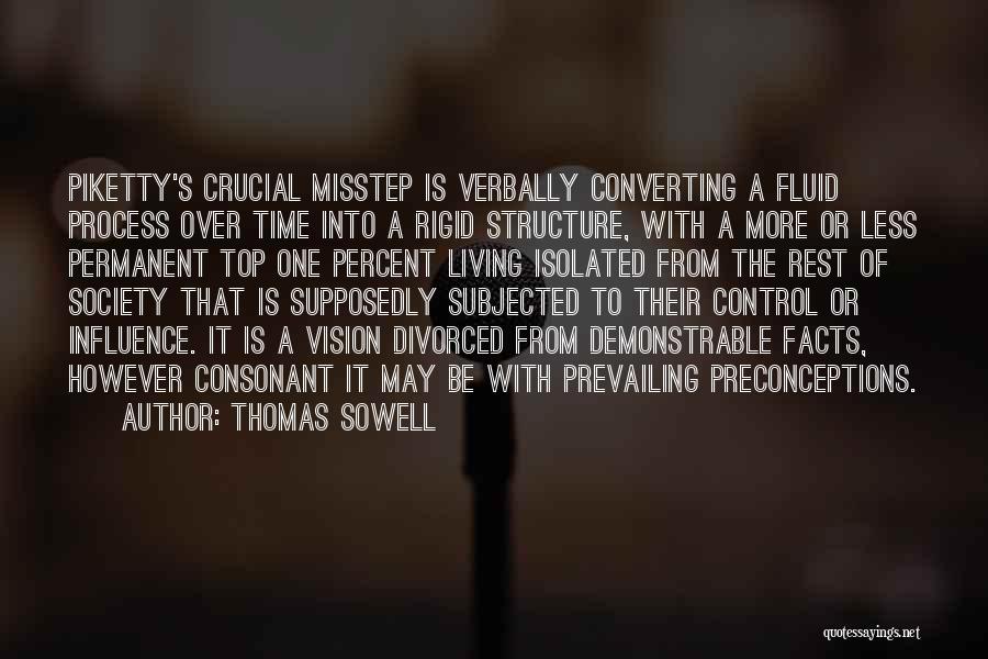 Thomas Sowell Quotes: Piketty's Crucial Misstep Is Verbally Converting A Fluid Process Over Time Into A Rigid Structure, With A More Or Less