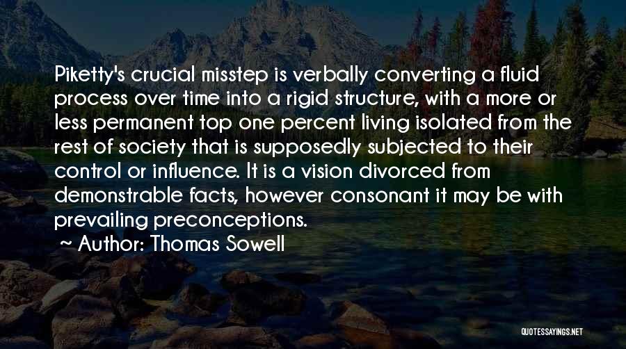 Thomas Sowell Quotes: Piketty's Crucial Misstep Is Verbally Converting A Fluid Process Over Time Into A Rigid Structure, With A More Or Less