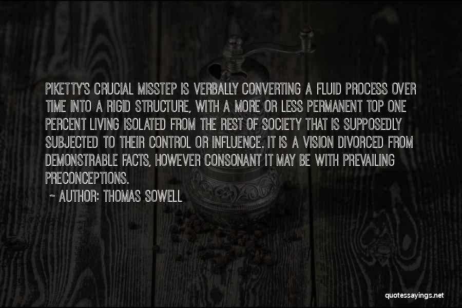 Thomas Sowell Quotes: Piketty's Crucial Misstep Is Verbally Converting A Fluid Process Over Time Into A Rigid Structure, With A More Or Less