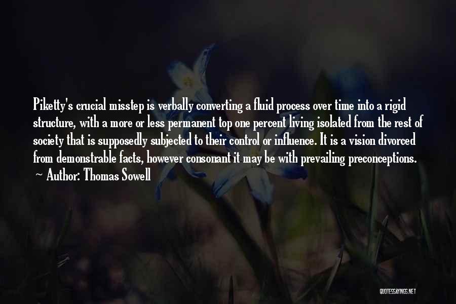 Thomas Sowell Quotes: Piketty's Crucial Misstep Is Verbally Converting A Fluid Process Over Time Into A Rigid Structure, With A More Or Less