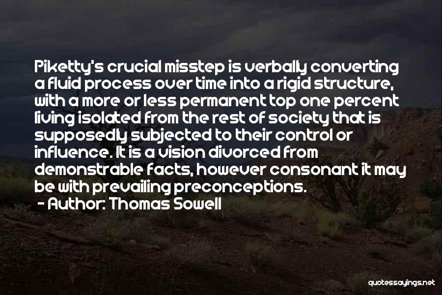 Thomas Sowell Quotes: Piketty's Crucial Misstep Is Verbally Converting A Fluid Process Over Time Into A Rigid Structure, With A More Or Less