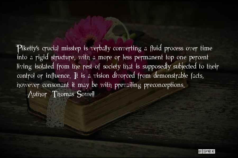 Thomas Sowell Quotes: Piketty's Crucial Misstep Is Verbally Converting A Fluid Process Over Time Into A Rigid Structure, With A More Or Less