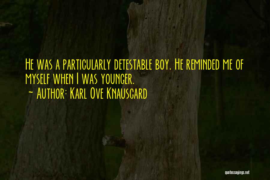 Karl Ove Knausgard Quotes: He Was A Particularly Detestable Boy. He Reminded Me Of Myself When I Was Younger.