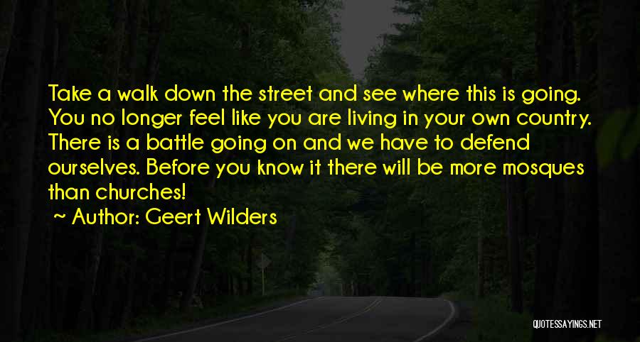 Geert Wilders Quotes: Take A Walk Down The Street And See Where This Is Going. You No Longer Feel Like You Are Living