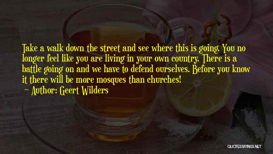 Geert Wilders Quotes: Take A Walk Down The Street And See Where This Is Going. You No Longer Feel Like You Are Living