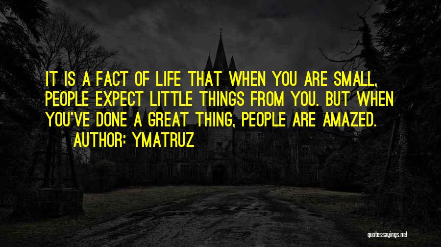 Ymatruz Quotes: It Is A Fact Of Life That When You Are Small, People Expect Little Things From You. But When You've
