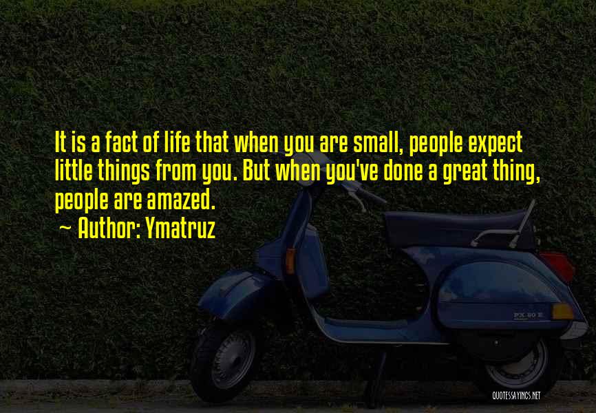 Ymatruz Quotes: It Is A Fact Of Life That When You Are Small, People Expect Little Things From You. But When You've
