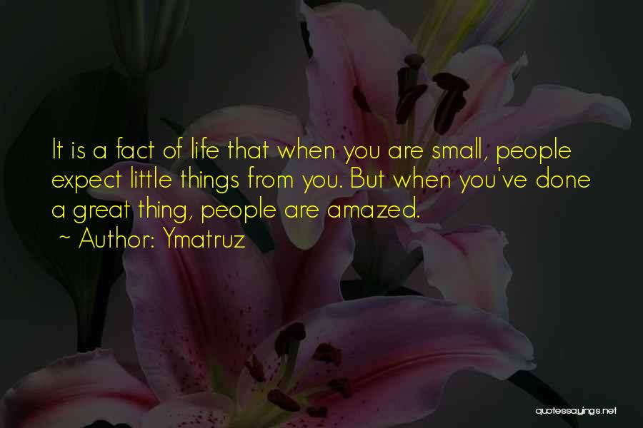 Ymatruz Quotes: It Is A Fact Of Life That When You Are Small, People Expect Little Things From You. But When You've