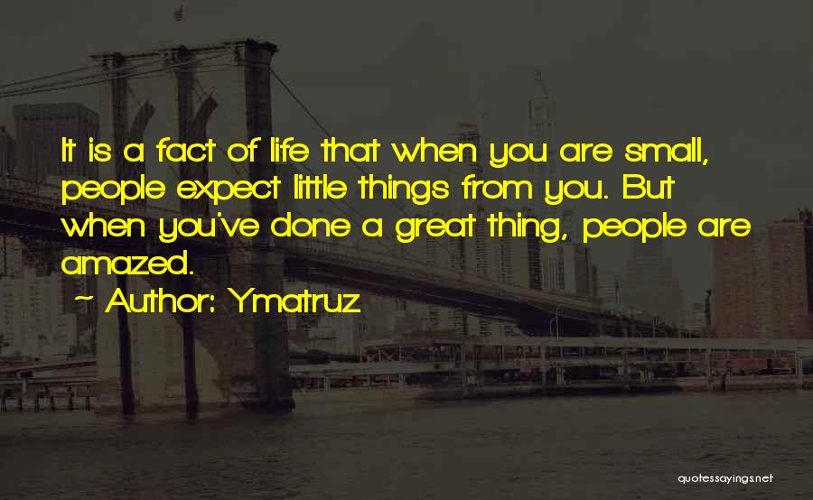 Ymatruz Quotes: It Is A Fact Of Life That When You Are Small, People Expect Little Things From You. But When You've