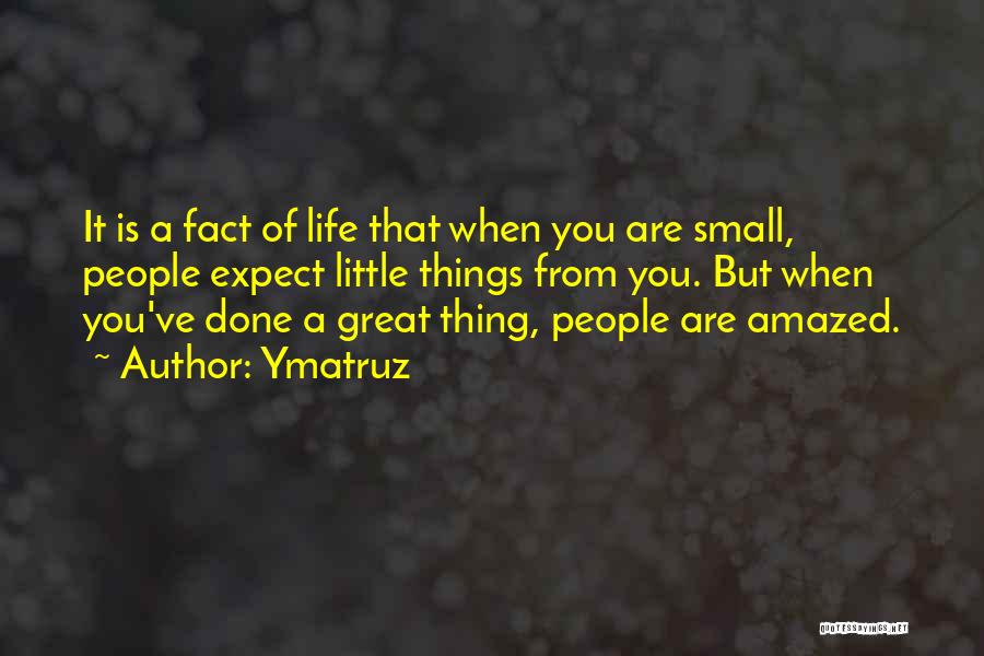 Ymatruz Quotes: It Is A Fact Of Life That When You Are Small, People Expect Little Things From You. But When You've