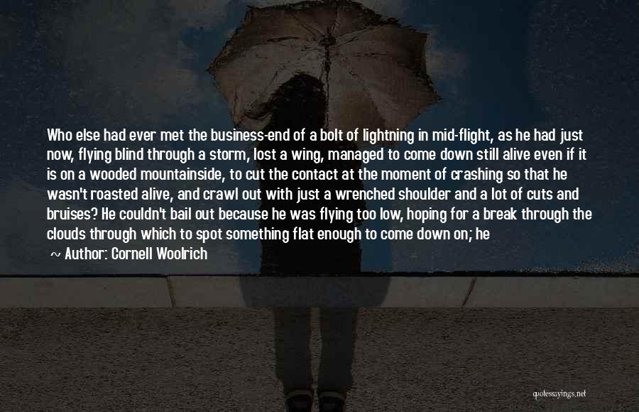 Cornell Woolrich Quotes: Who Else Had Ever Met The Business-end Of A Bolt Of Lightning In Mid-flight, As He Had Just Now, Flying