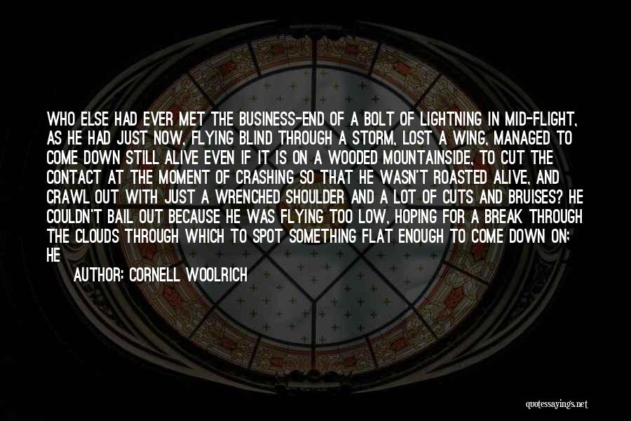 Cornell Woolrich Quotes: Who Else Had Ever Met The Business-end Of A Bolt Of Lightning In Mid-flight, As He Had Just Now, Flying