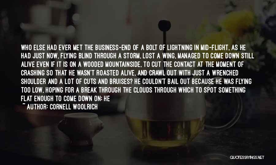 Cornell Woolrich Quotes: Who Else Had Ever Met The Business-end Of A Bolt Of Lightning In Mid-flight, As He Had Just Now, Flying