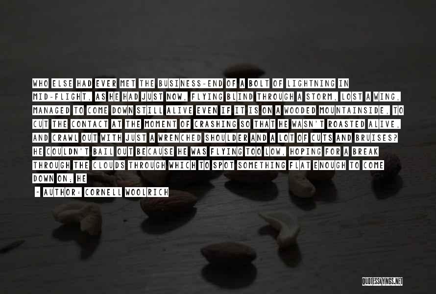Cornell Woolrich Quotes: Who Else Had Ever Met The Business-end Of A Bolt Of Lightning In Mid-flight, As He Had Just Now, Flying