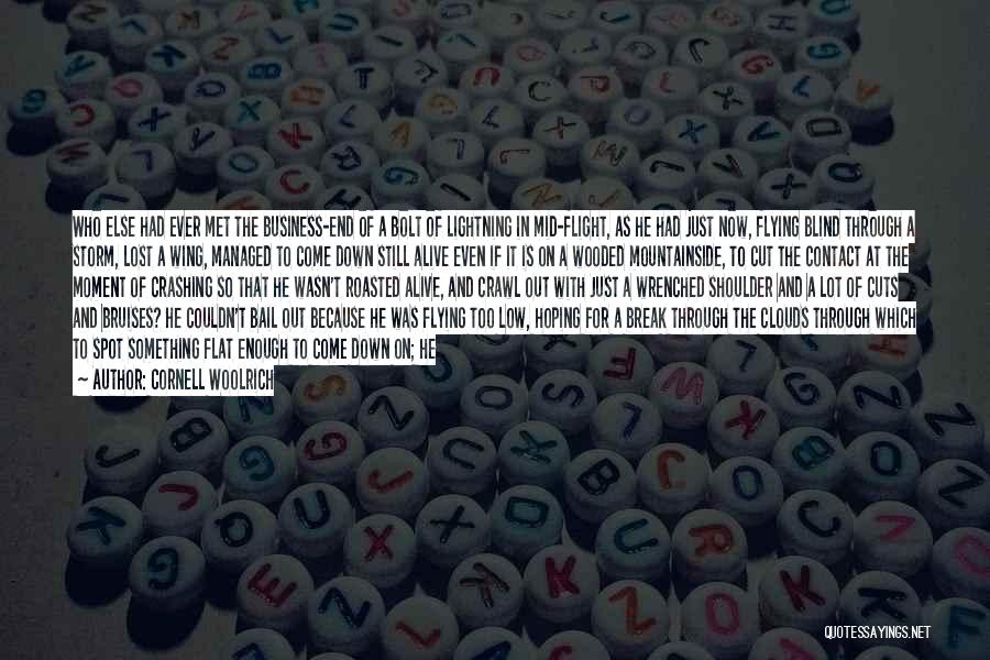 Cornell Woolrich Quotes: Who Else Had Ever Met The Business-end Of A Bolt Of Lightning In Mid-flight, As He Had Just Now, Flying