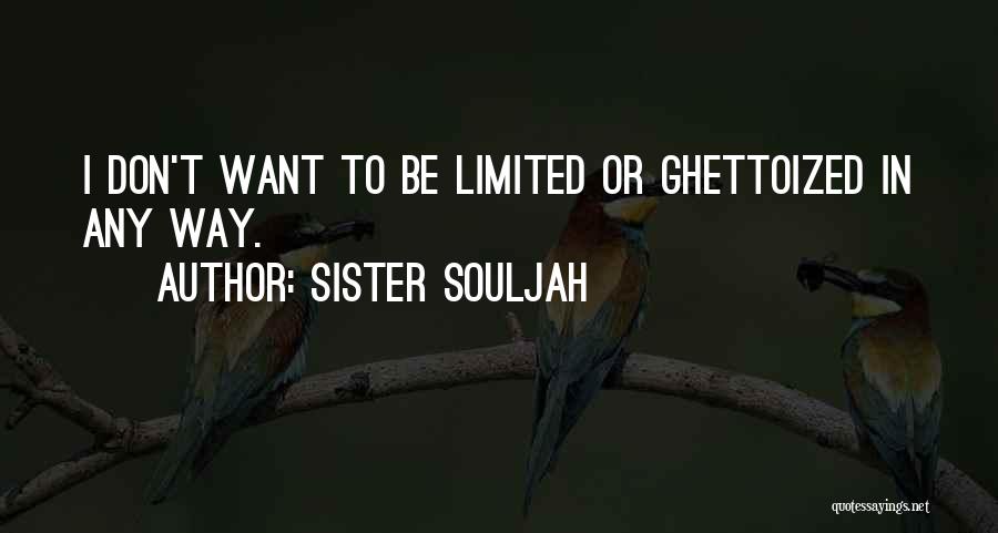 Sister Souljah Quotes: I Don't Want To Be Limited Or Ghettoized In Any Way.
