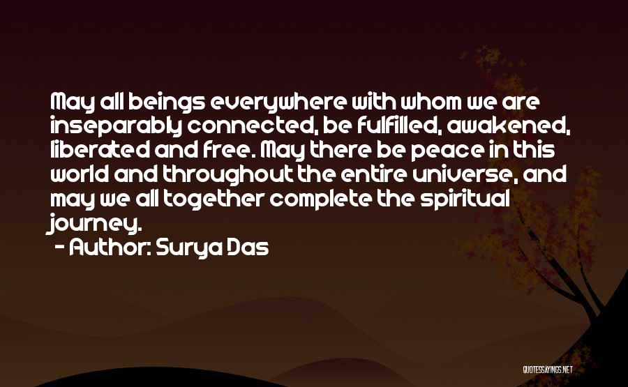 Surya Das Quotes: May All Beings Everywhere With Whom We Are Inseparably Connected, Be Fulfilled, Awakened, Liberated And Free. May There Be Peace