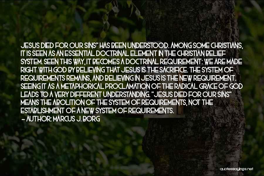 Marcus J. Borg Quotes: Jesus Died For Our Sins Has Been Understood. Among Some Christians, It Is Seen As An Essential Doctrinal Element In