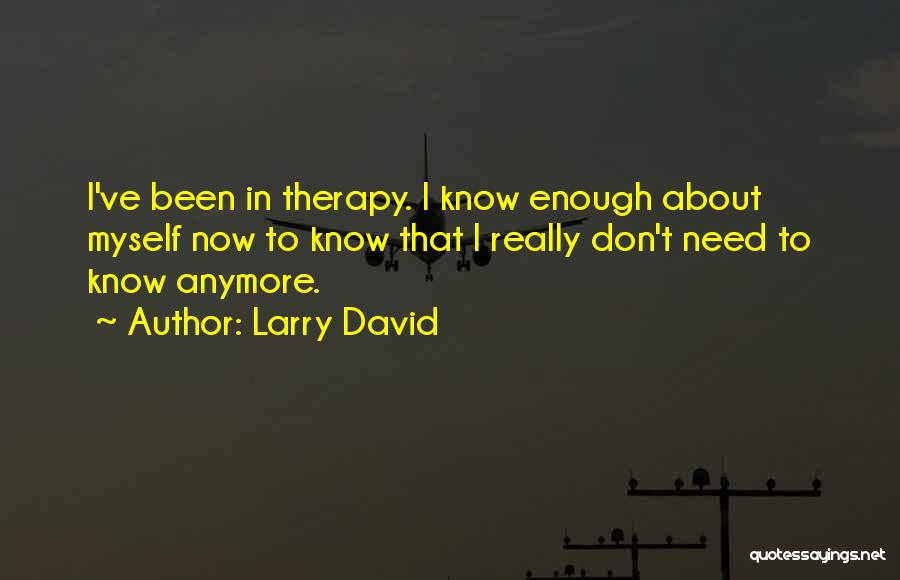 Larry David Quotes: I've Been In Therapy. I Know Enough About Myself Now To Know That I Really Don't Need To Know Anymore.