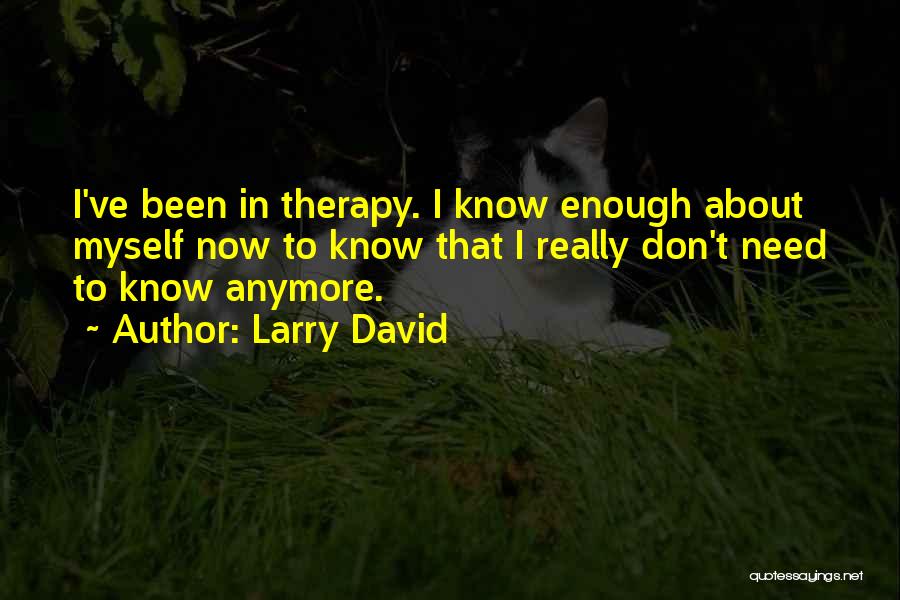 Larry David Quotes: I've Been In Therapy. I Know Enough About Myself Now To Know That I Really Don't Need To Know Anymore.
