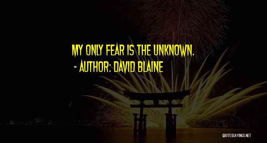 David Blaine Quotes: My Only Fear Is The Unknown.