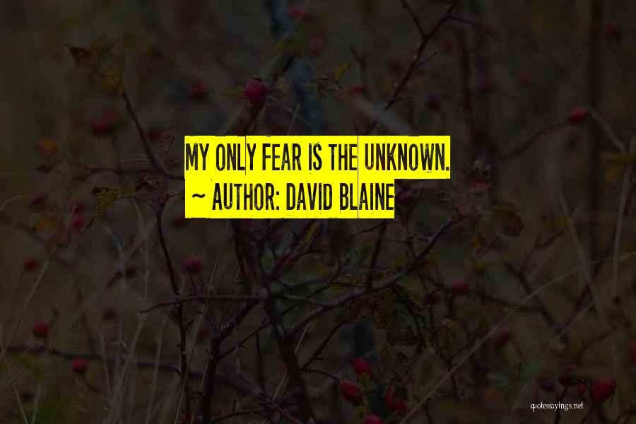 David Blaine Quotes: My Only Fear Is The Unknown.