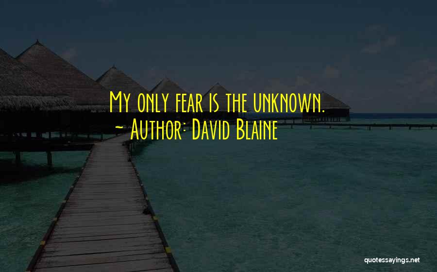 David Blaine Quotes: My Only Fear Is The Unknown.