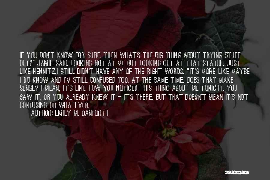 Emily M. Danforth Quotes: If You Don't Know For Sure, Then What's The Big Thing About Trying Stuff Out? Jamie Said, Looking Not At