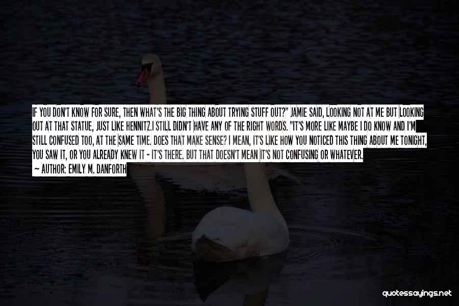 Emily M. Danforth Quotes: If You Don't Know For Sure, Then What's The Big Thing About Trying Stuff Out? Jamie Said, Looking Not At